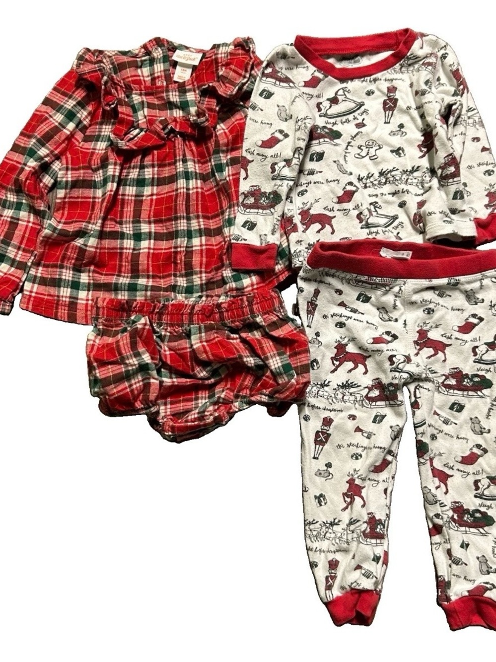 Toddler Girl Christmas Dress Diaper Cover Pajama Set Size 12-18 Months